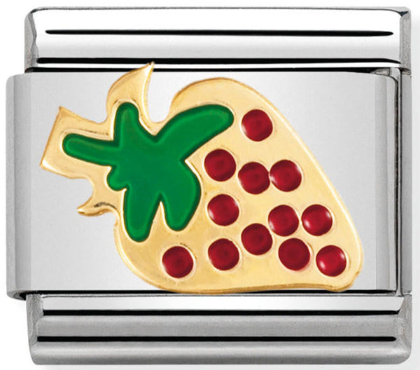 Nomination Strawberry Red Enamel Gold Charm 