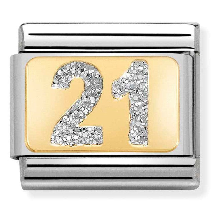 21st Glitter Gold Charm