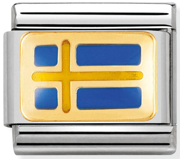 Nomination Sweden Flag Gold Charm 