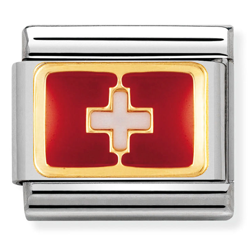 Nomination Switzerland Flag Gold Charm 