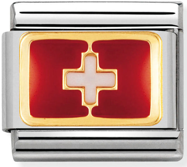 Nomination Switzerland Flag Gold Charm 