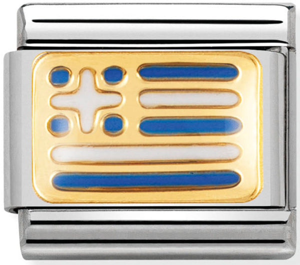 Nomination Greece Flag Gold Charm 