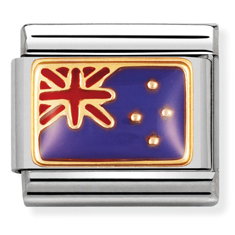 Nomination New Zealand Flag Gold Charm 