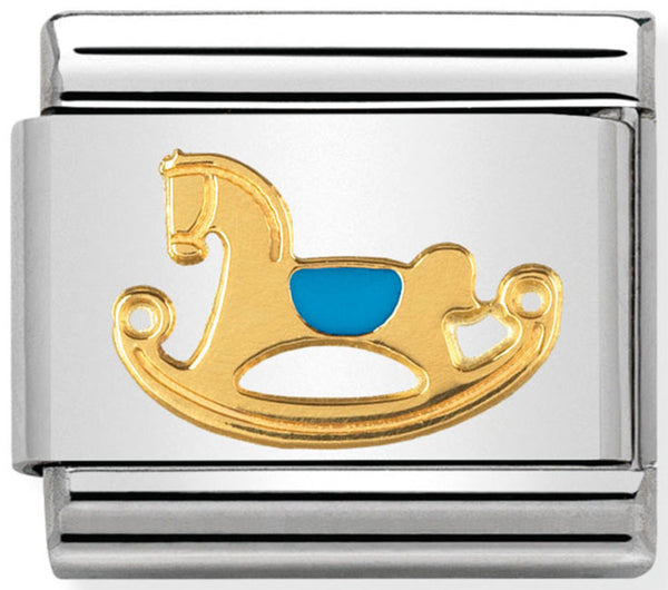 Baby - Blue Rocking Horse Gold Charm