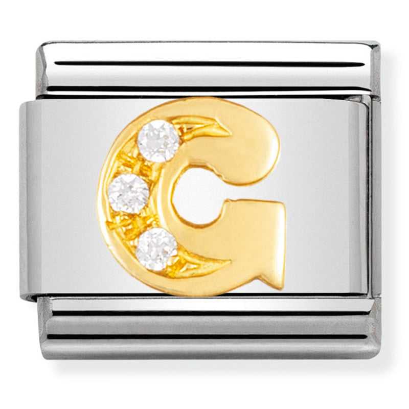 Letter G in Gold with CZ