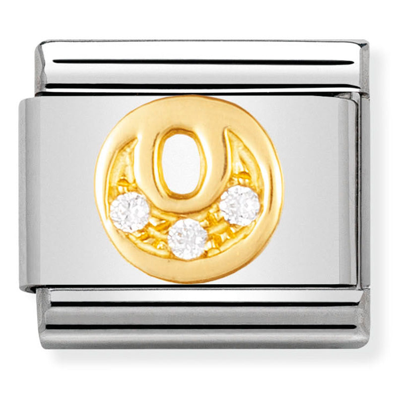 18ct Gold and CZ Letter O Charm