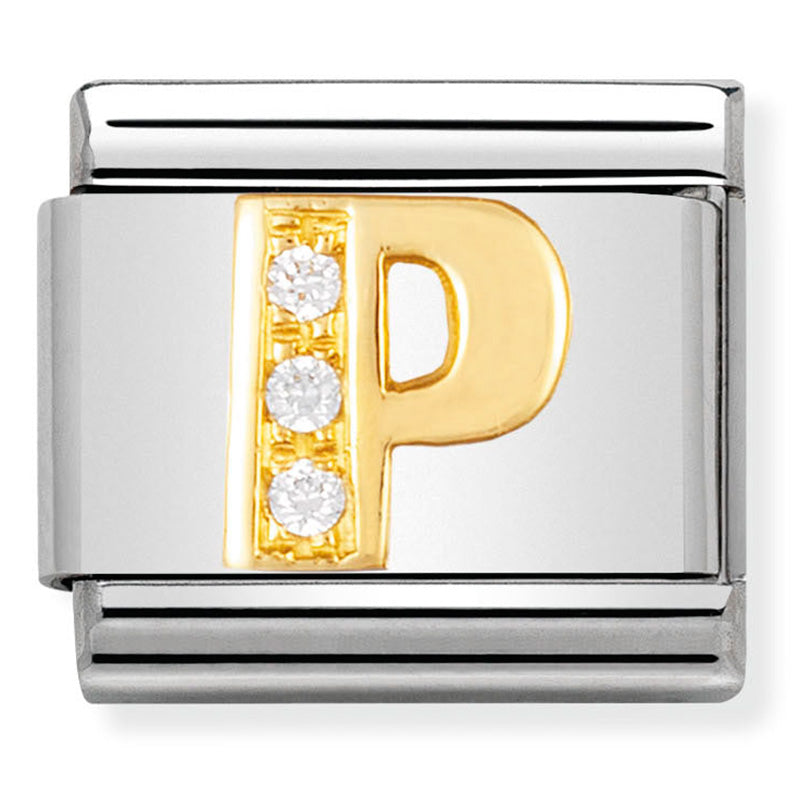 18ct Gold and CZ Letter P Charm
