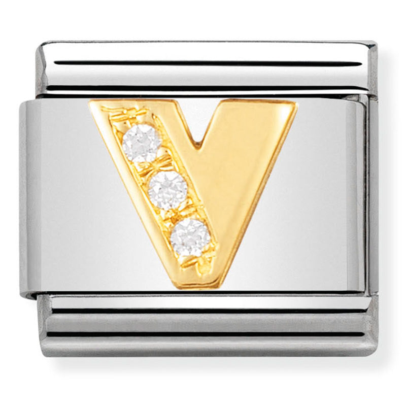 Nomination 030301/22 Letter V Gold Charm