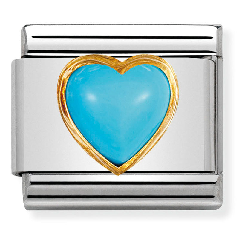 Nomination 030501/06 Turquoise Heart Gold Charm
