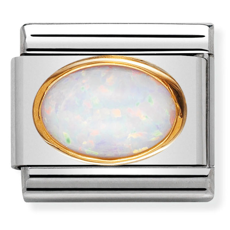 Nomination October White Opal Birthstone Gold Charm 