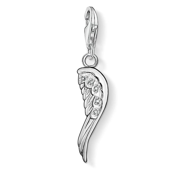 Angel Wings with CZ Silver Charm