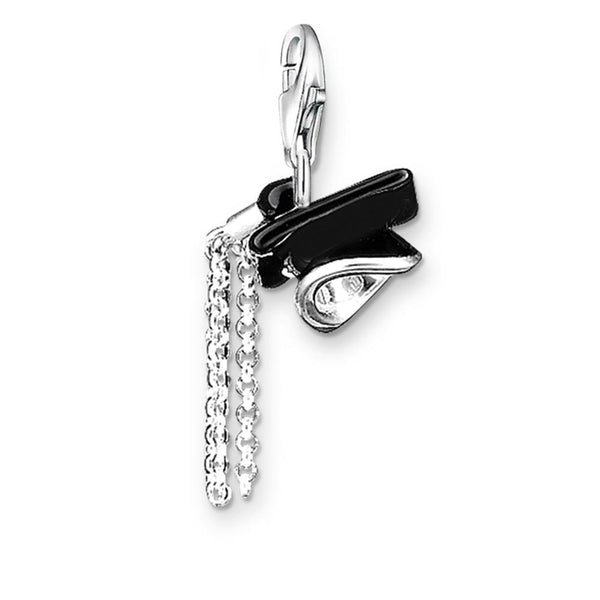 Mortarboard Graduation Hat Silver Charm