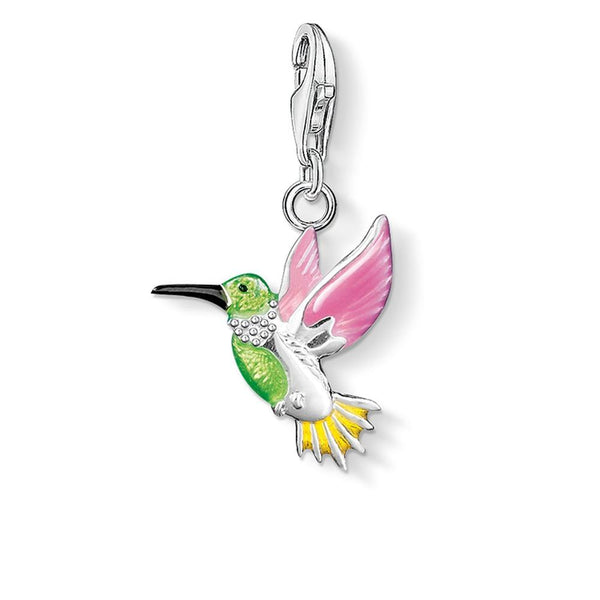 Hummingbird Enamel Silver Charm