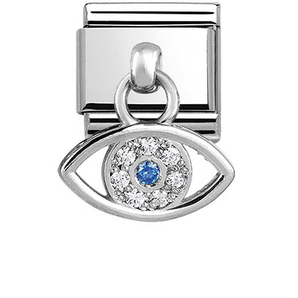 Dangle - Greek Eye with CZ Silver Charm