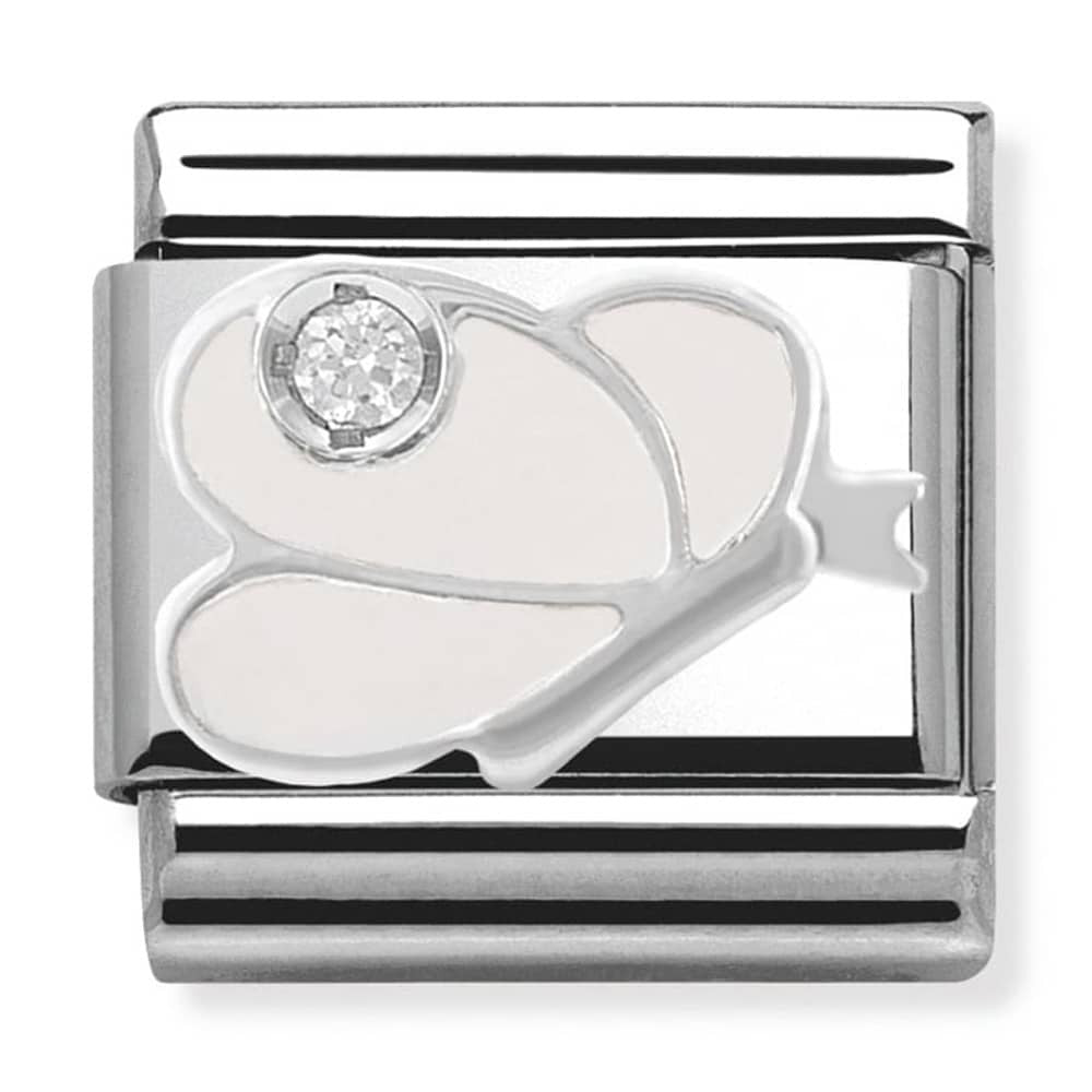 330305/08 White Butterfly Silver Charm