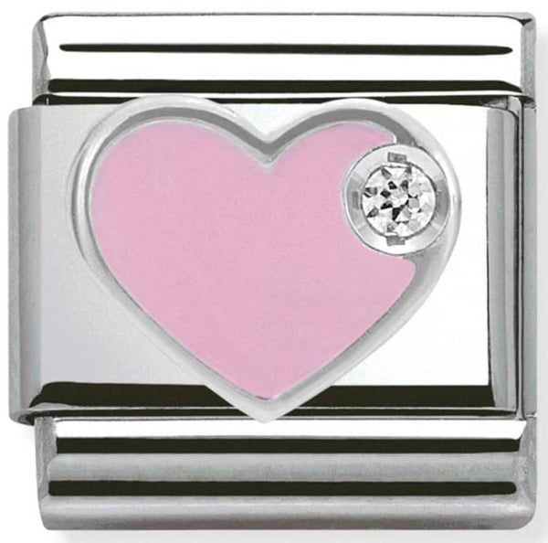 Love - Pink Heart with CZ Silver Charm