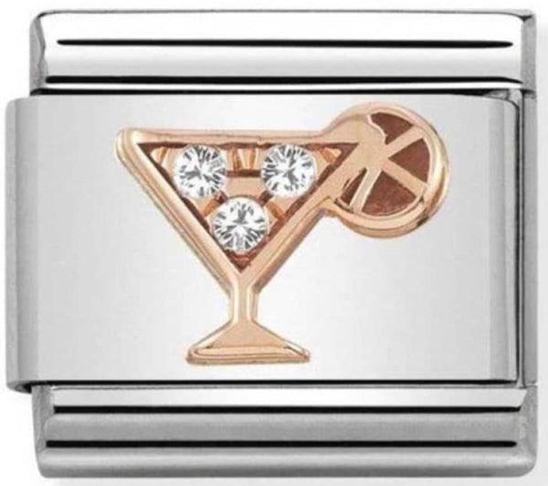 Food & Drinks - Cocktail Glass with CZ Rosegold Charm