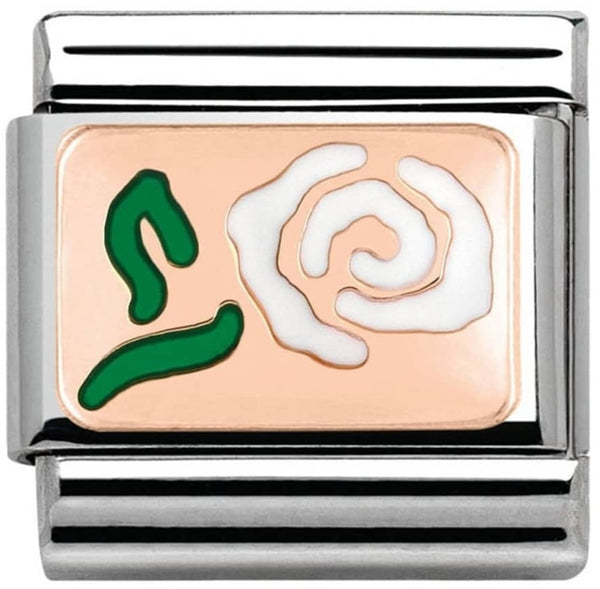 Nature - White Rose Rosegold Charm