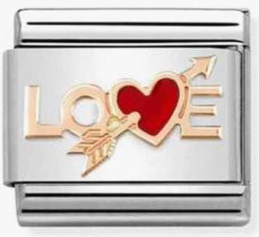 Love - Red Heart with Arrow Rosegold Charm