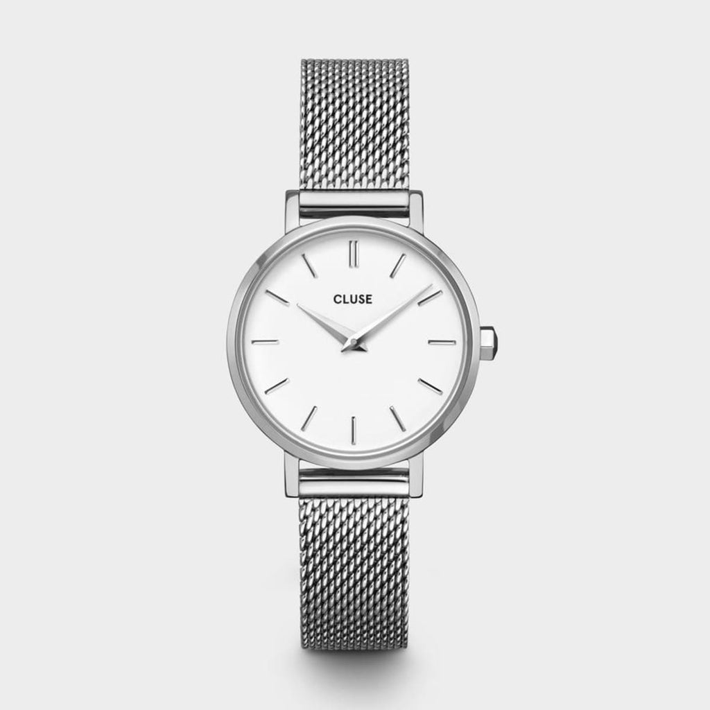 Boho Chic Petite Mesh Silver/White Watch