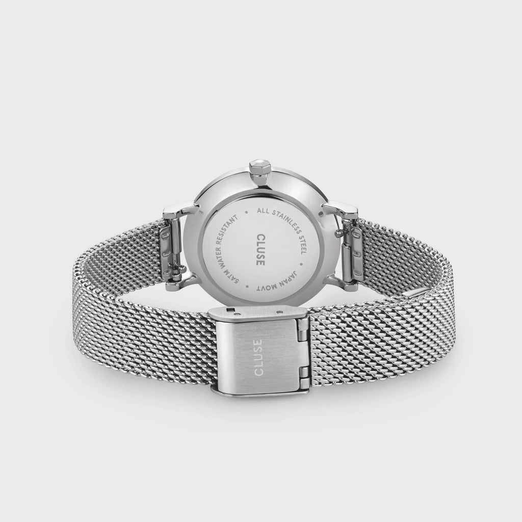 Boho Chic Petite Black Crystals/Silver Mesh Watch