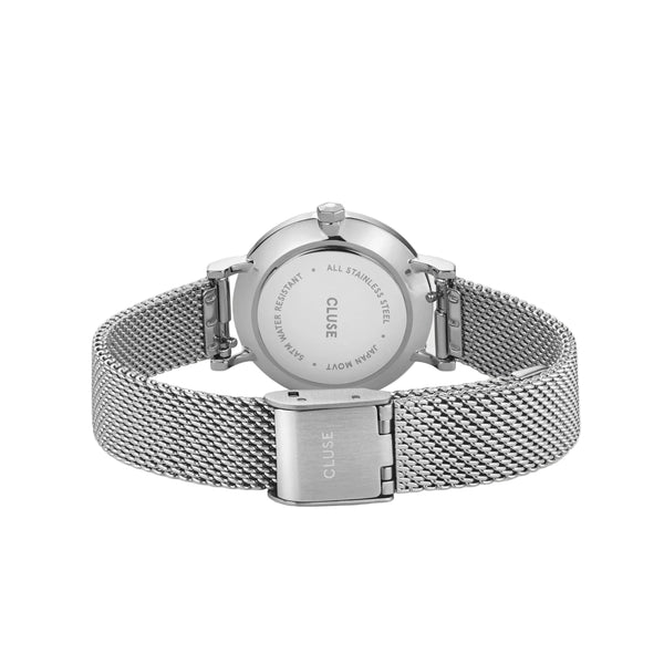 Boho Chic Petite: Black/Silver with Crystal Mesh Watch