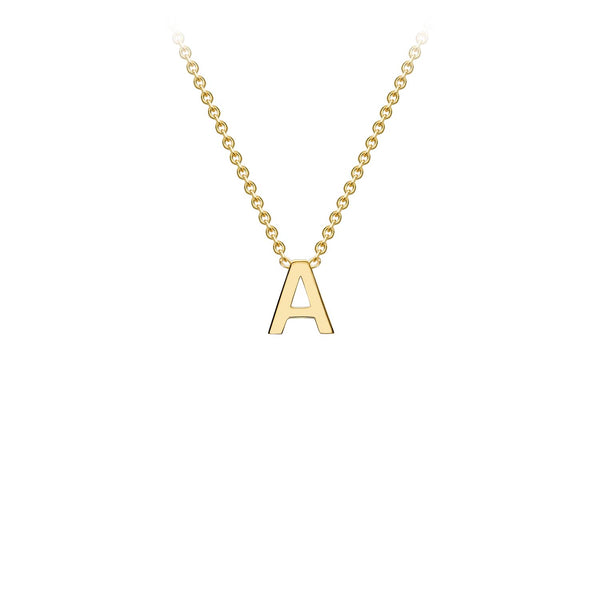 Petite Initial Letter Yellow Gold Necklaces