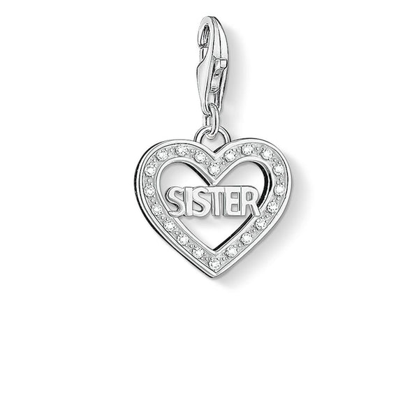 Sister Heart with CZ Silver Charm