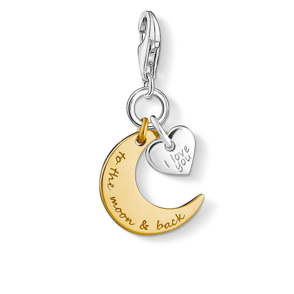 Moon and Heart I Love You Charm