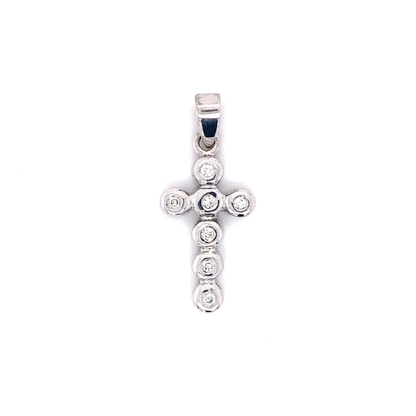 18ct Whitegold Diamond Circle Cross Pendant