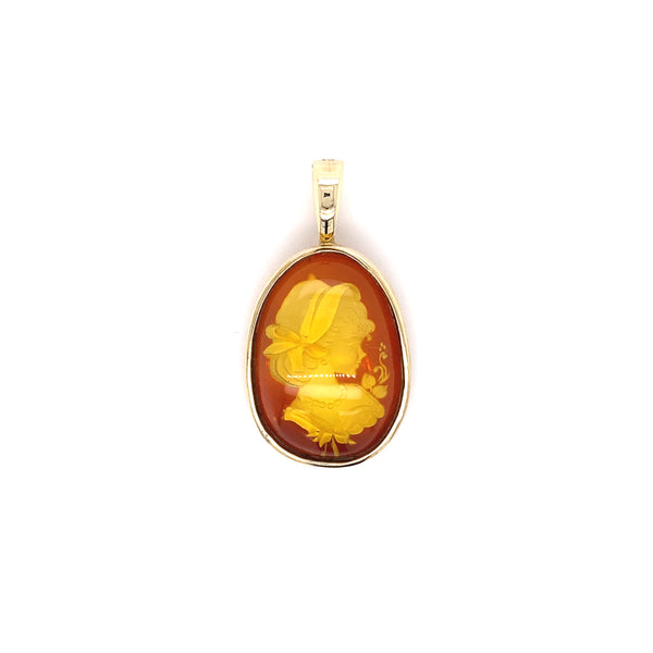 Amber Cameo Enhancer Pendant