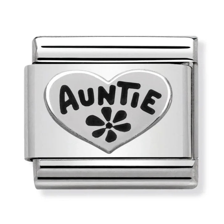Family - Auntie Heart Silver Charm