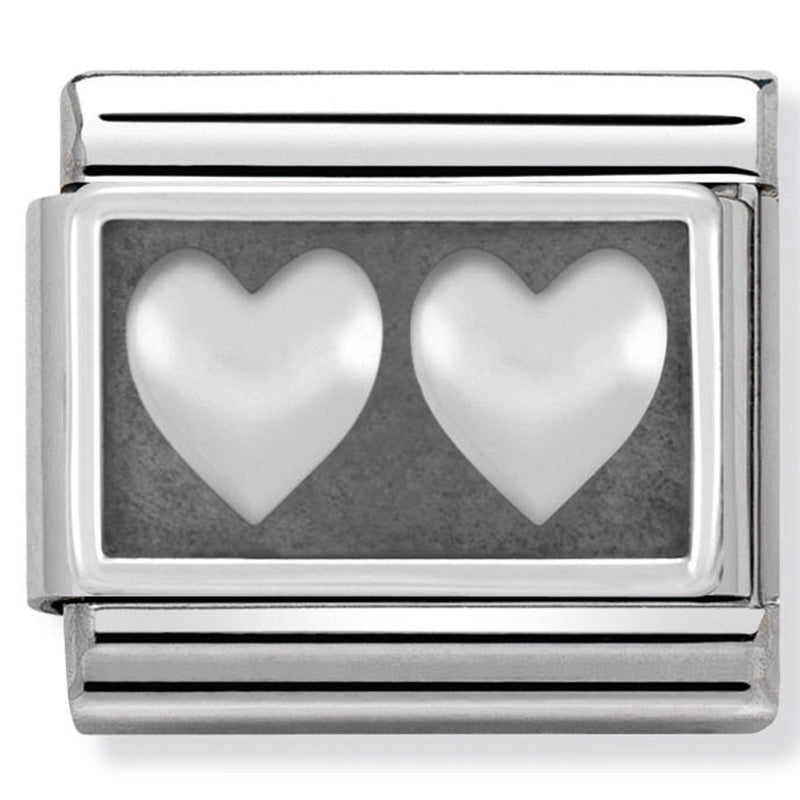 Nomination Double Heart Silver Charm 