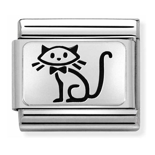 Kitten/Cat Stick Figure Silver Charm