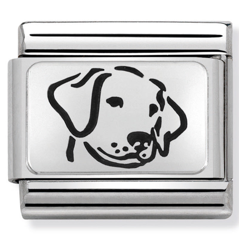 Animal - Dog in Black Enamel Silver Charm