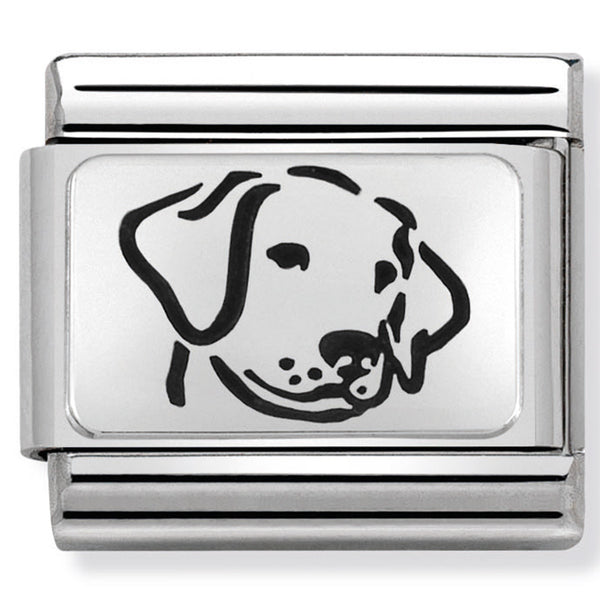 Animal - Dog in Black Enamel Silver Charm
