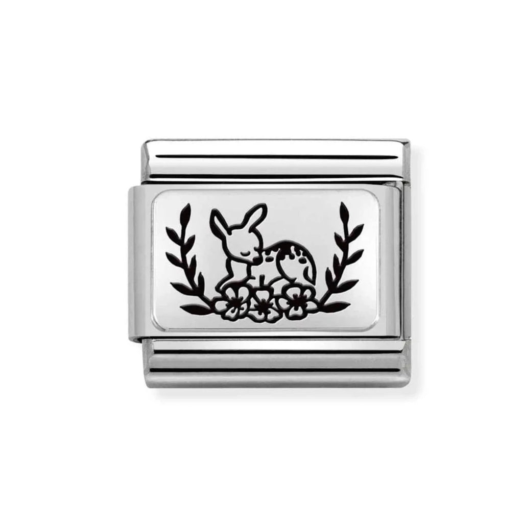 Animal - Deer With Flowers Silver Charm