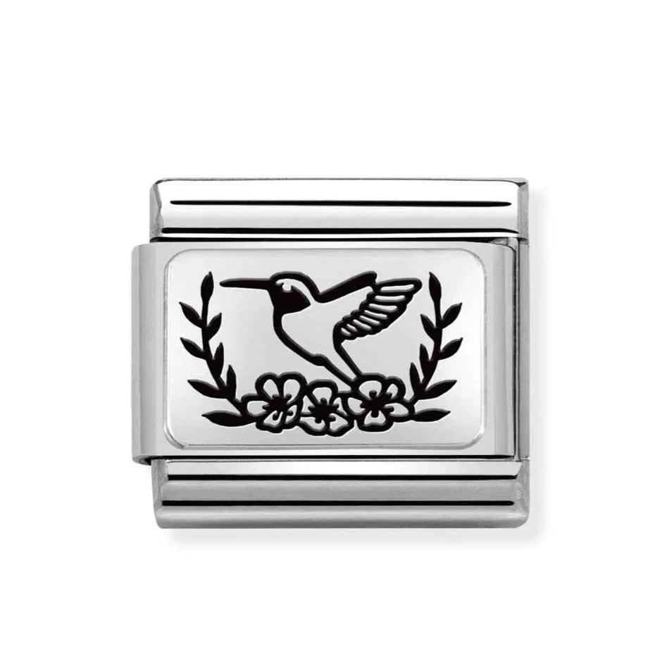 Animal - Bird with Flowers Silver Charm