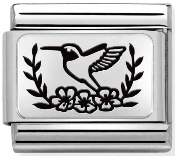 Animals - Bird with Flowers Silver Charm