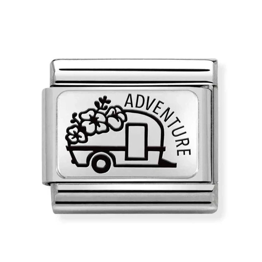 Travel - Caravan With Flowers Silver Charm