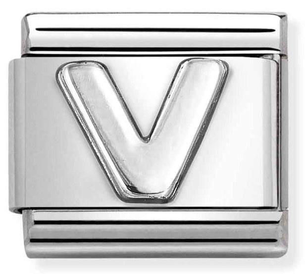 Silver Letter V Charm