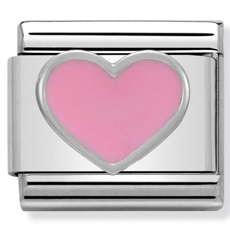 Love - Pink Heart Silver Charm