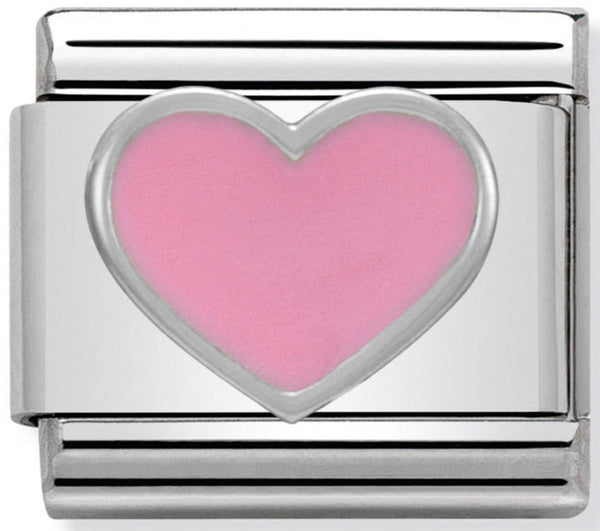 Love - Pink Heart Silver Charm