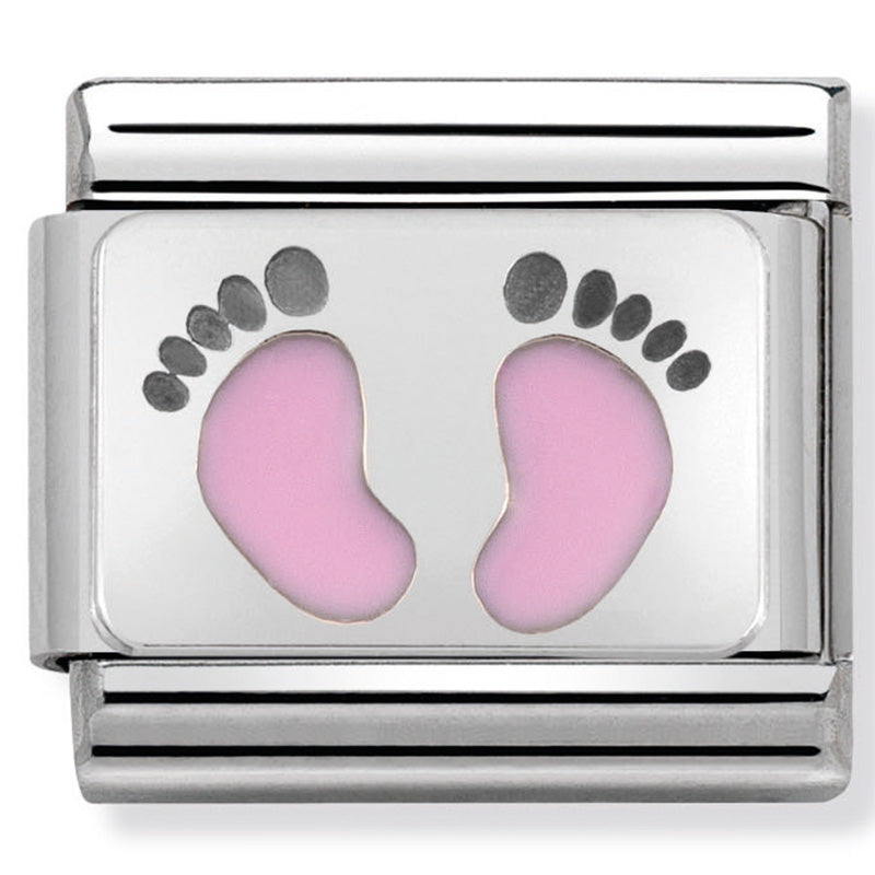 Nomination Pink Footprints Enamel Silver Charm 