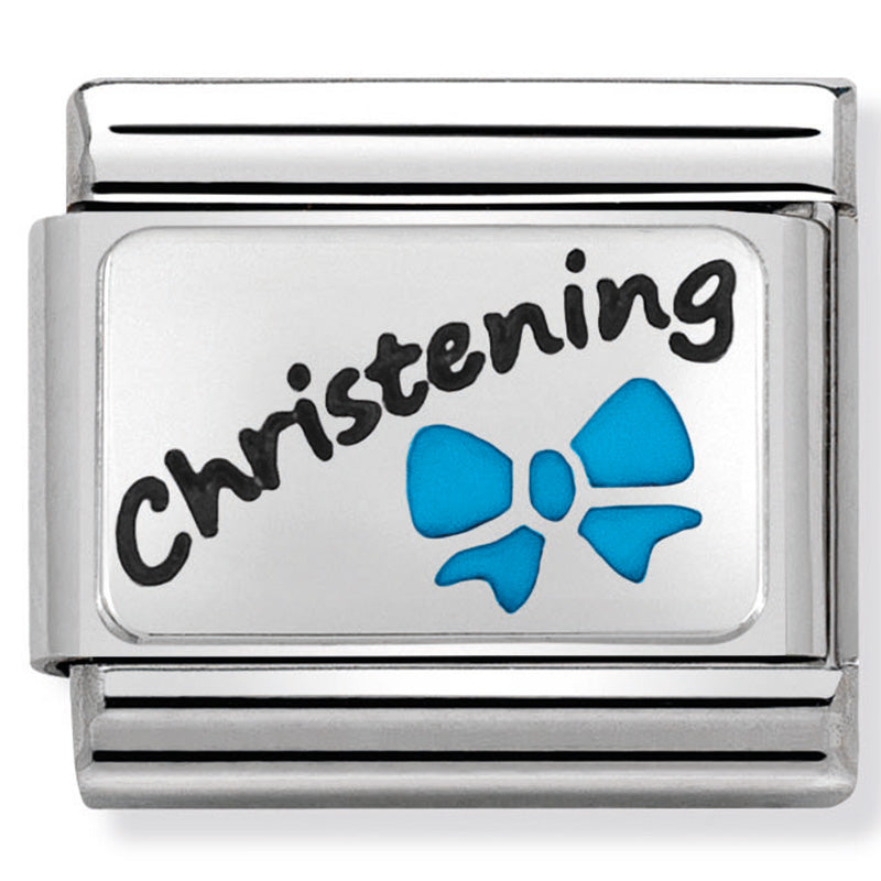Blue Christening Silver Charm