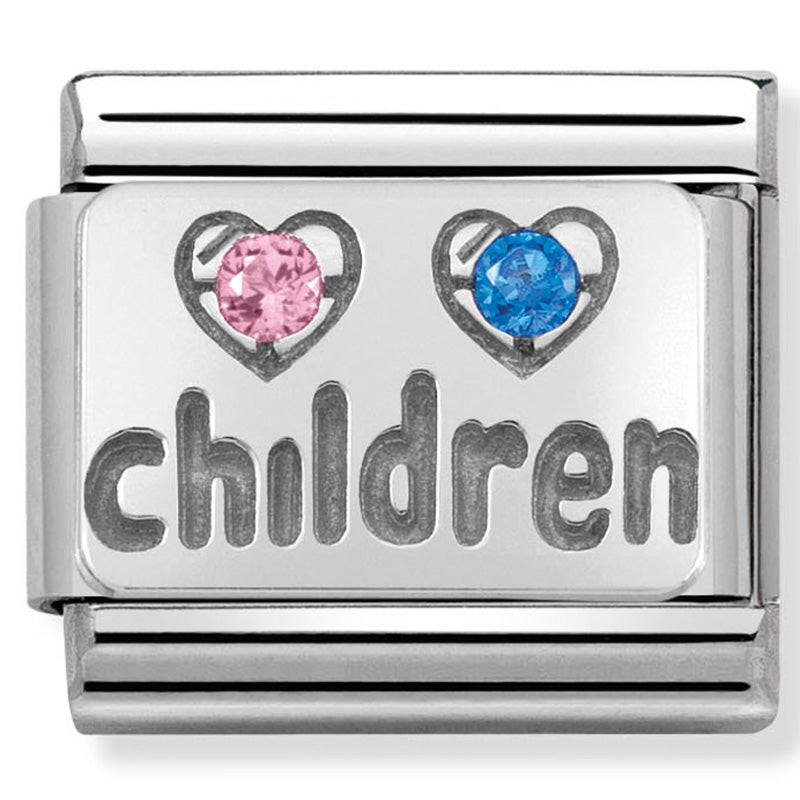 Family - Children with CZ Silver Charm