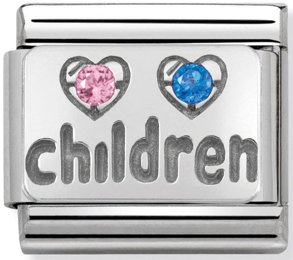 Family - Children with CZ Silver Charm