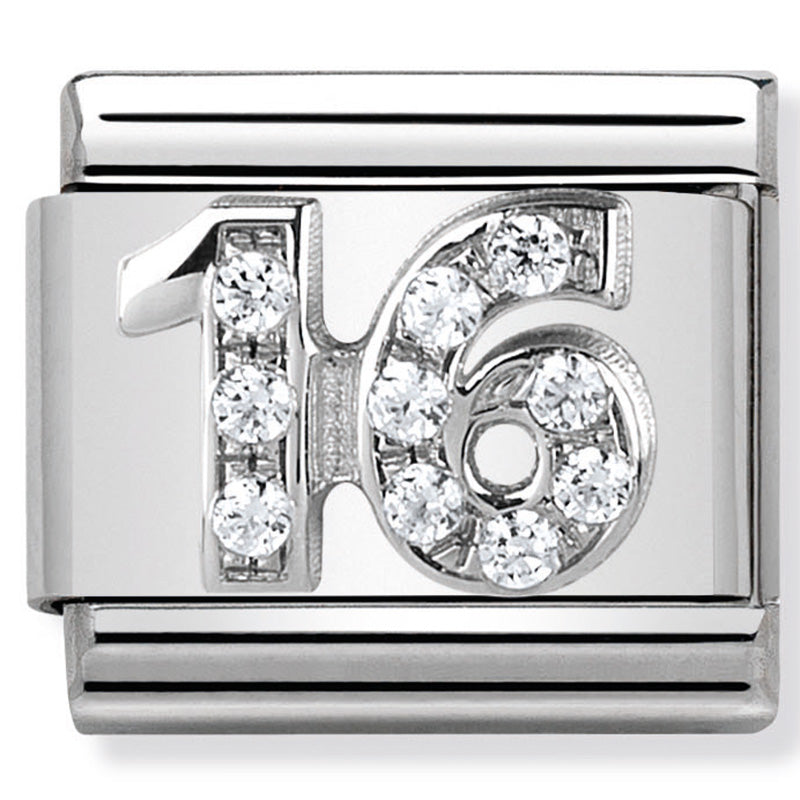 Nomination Number 16 CZ Silver Charm 