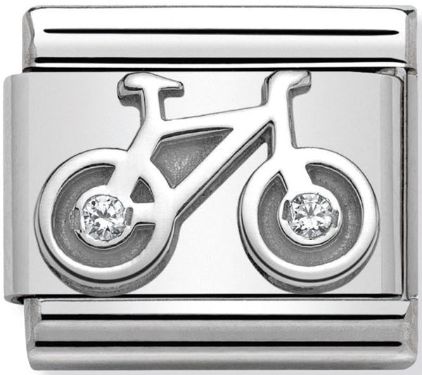Transport - Bicycle with CZ Silver Charm