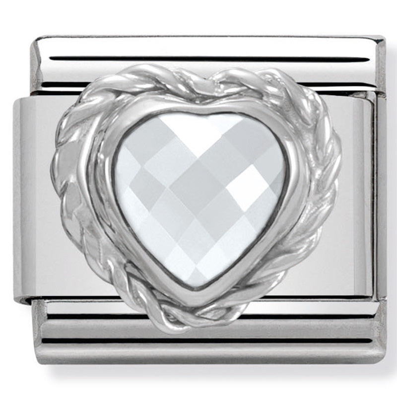 Love - White Twisted Heart Silver Charm